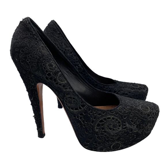 Alaia 40 Black Calfskin Leather Stiletto Heels - Picture 2 of 12